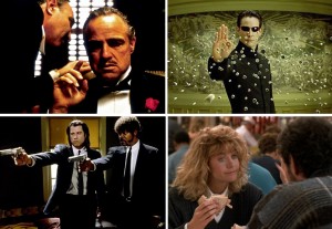 Above (clockwise): The Godfather, The Matrix, When Harry Met Sally and Pulp Fiction