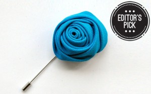 Above: Just Sultan's fabric flower lapel pin