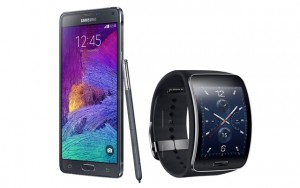 Above: Samsung's Galaxy Note 4 and the all new Samsung Gear S