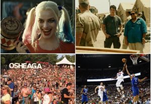 Above: Suicide Squad, War Dogs, Osheaga, and Olympic Basketball are all heading your way this month