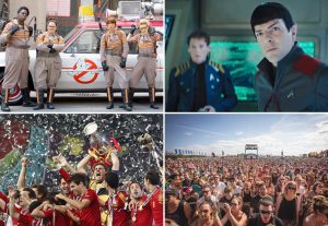 Above: The Ghostbusters reboot, Star Trek Beyond, WayHome and the Euro Cup final are all heading your way this month