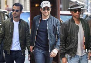 Above: Some of the biggest stars are embracing the bomber jacket