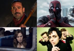 Above: 'The Walking Dead', 'Girl On The Train', 'Deadpool' and Green Day are heading your way this month