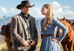 Above: James Marsden and Evan Rachel Wood star in the HBO sci-fi